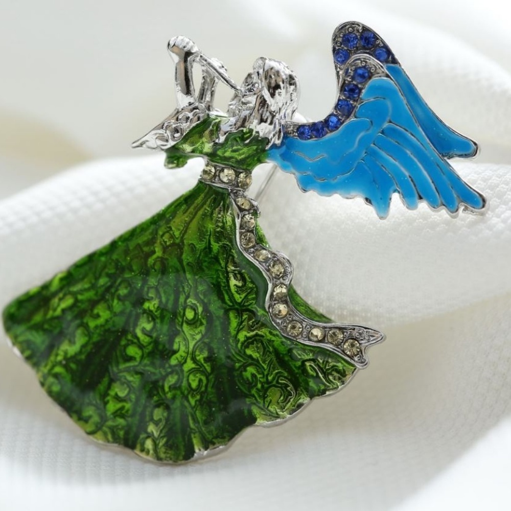 Stunning Guardian Angel Pin Brooch Christmas Gift
